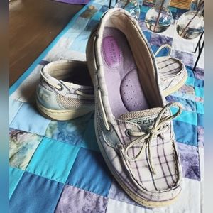 Sperry Top-Sider lavender plaid canvas